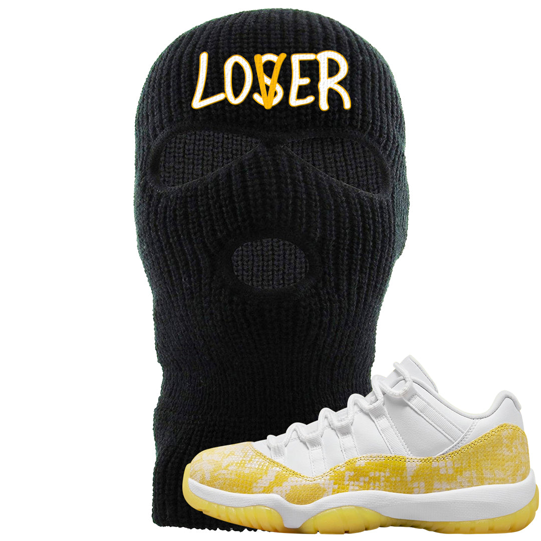 Yellow Snakeskin Low 11s Ski Mask | Lover, Black