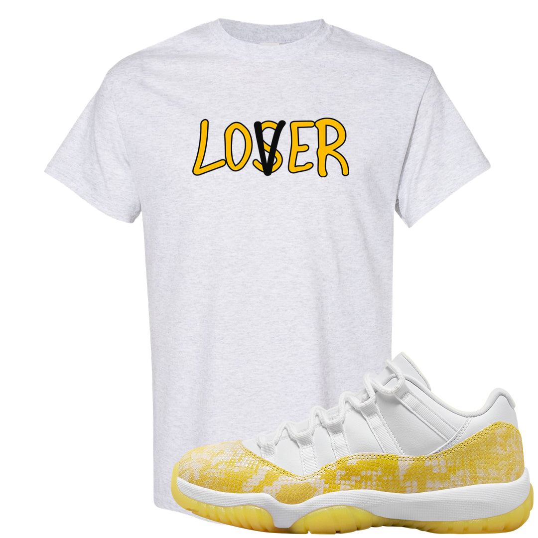 Yellow Snakeskin Low 11s T Shirt | Lover, Ash