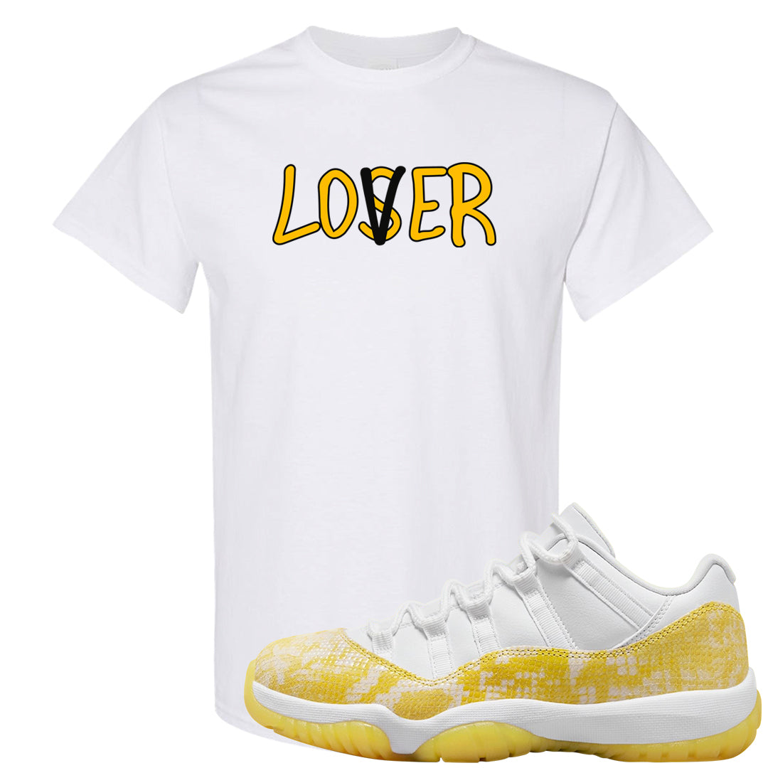 Yellow Snakeskin Low 11s T Shirt | Lover, White