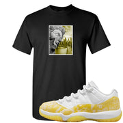 Yellow Snakeskin Low 11s T Shirt | Miguel, Black