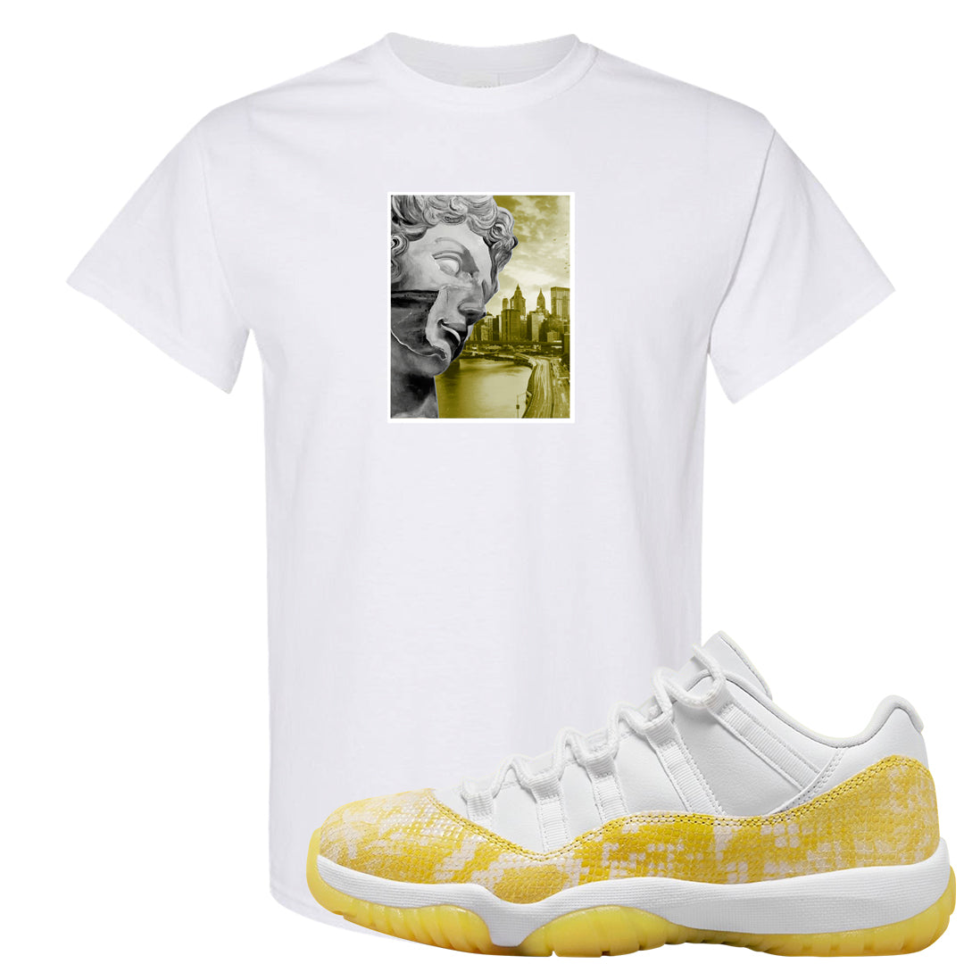 Yellow Snakeskin Low 11s T Shirt | Miguel, White