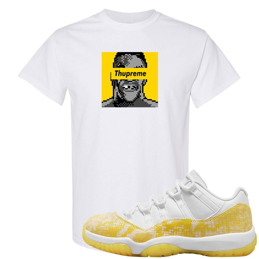 Yellow Snakeskin Low 11s T Shirt | Thupreme, White