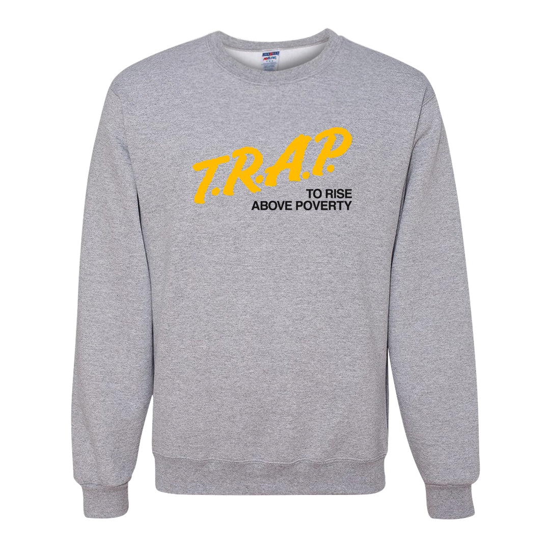 Yellow Snakeskin Low 11s Crewneck Sweatshirt | Trap To Rise Above Poverty, Ash
