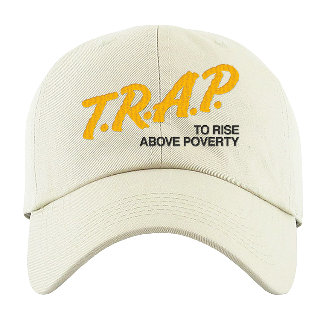 Yellow Snakeskin Low 11s Dad Hat | Trap To Rise Above Poverty, White