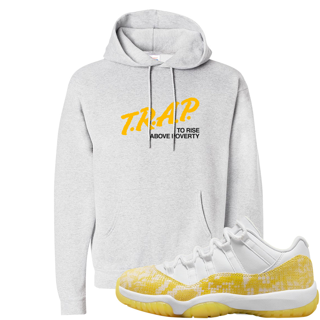 Yellow Snakeskin Low 11s Hoodie | Trap To Rise Above Poverty, Ash