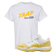 Yellow Snakeskin Low 11s T Shirt | Trap To Rise Above Poverty, Ash