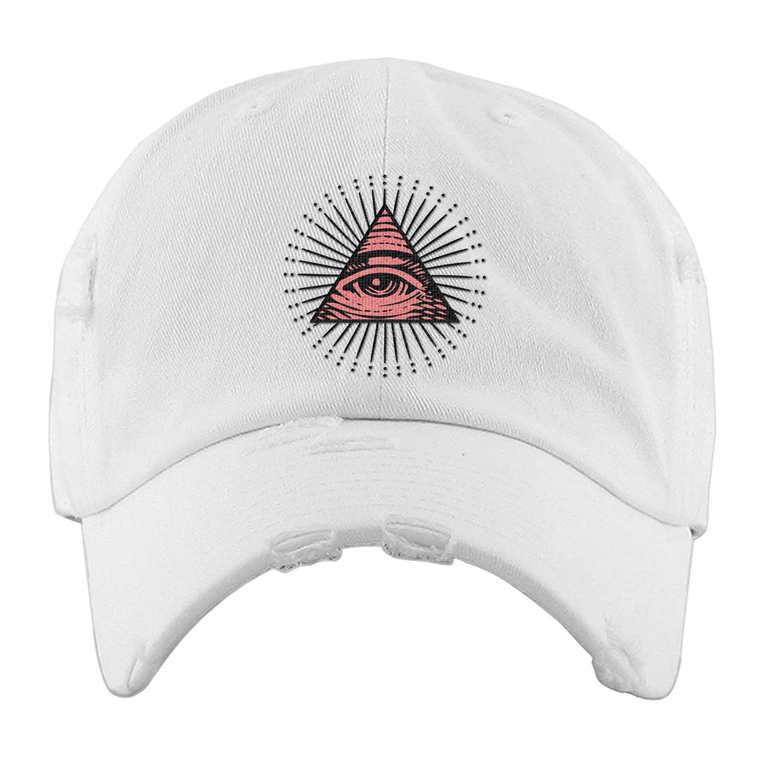 Neapolitan 11s Distressed Dad Hat | All Seeing Eye, White