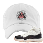 Neapolitan 11s Distressed Dad Hat | All Seeing Eye, White