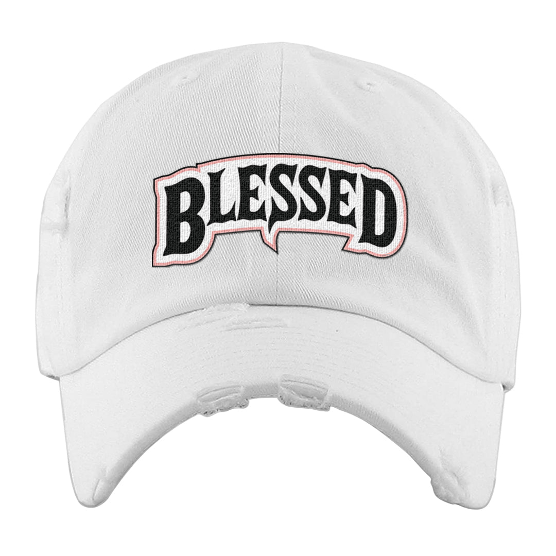 Neapolitan 11s Distressed Dad Hat | Blessed Arch, White