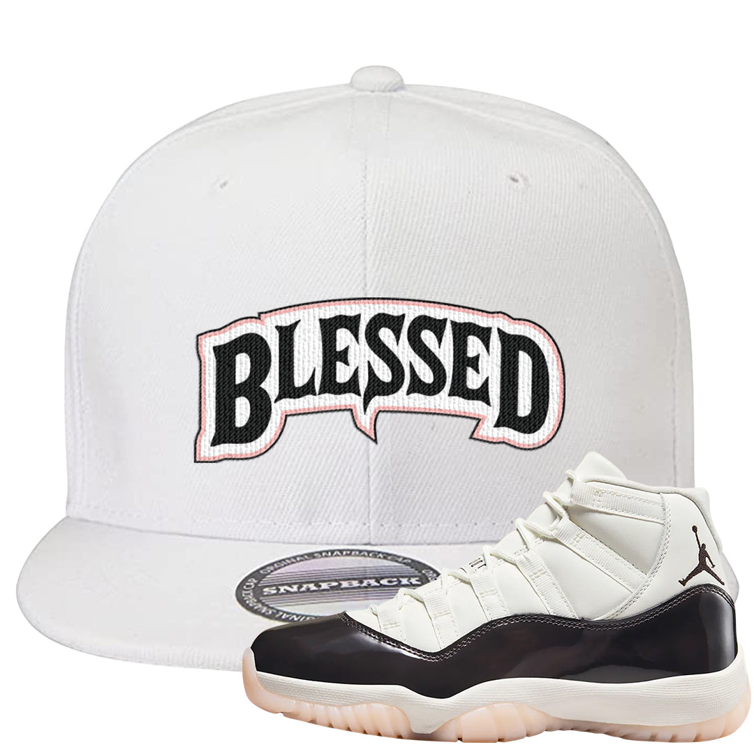 Neapolitan 11s Snapback Hat | Blessed Arch, White