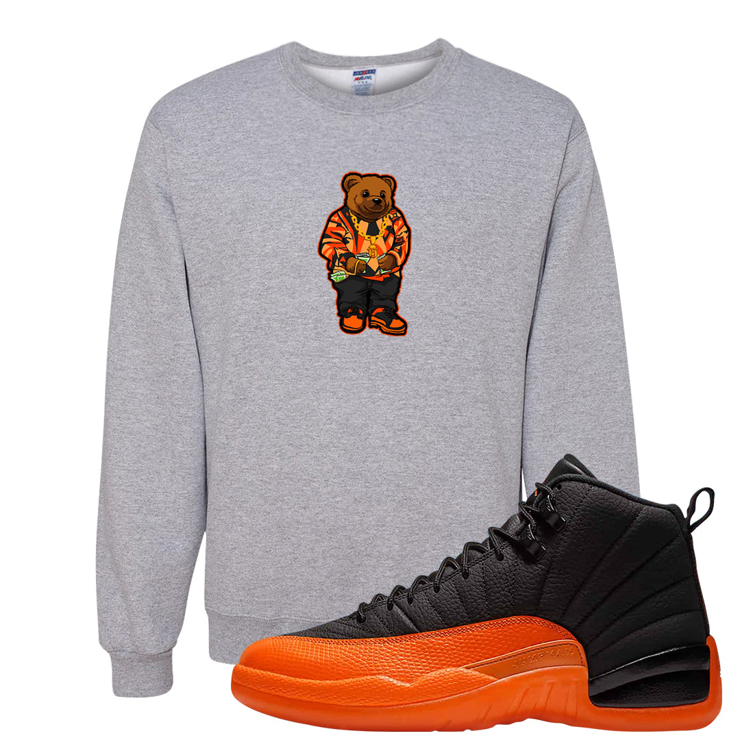 Brilliant Orange 12s Crewneck Sweatshirt | Sweater Bear, Ash