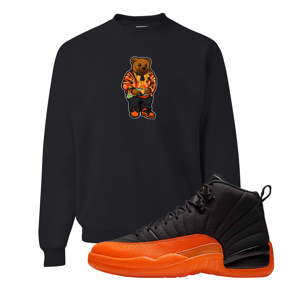 Brilliant Orange 12s Crewneck Sweatshirt | Sweater Bear, Black