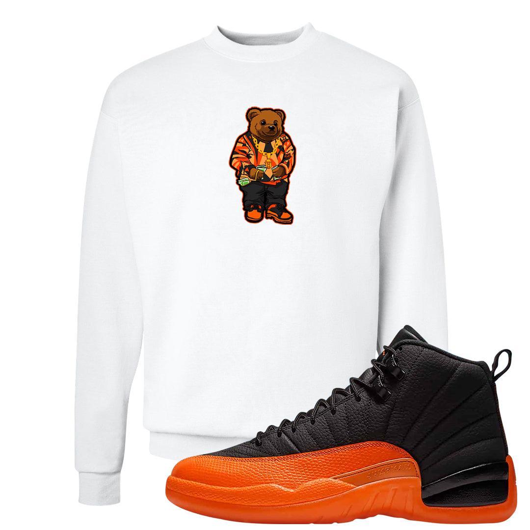 Brilliant Orange 12s Crewneck Sweatshirt | Sweater Bear, White