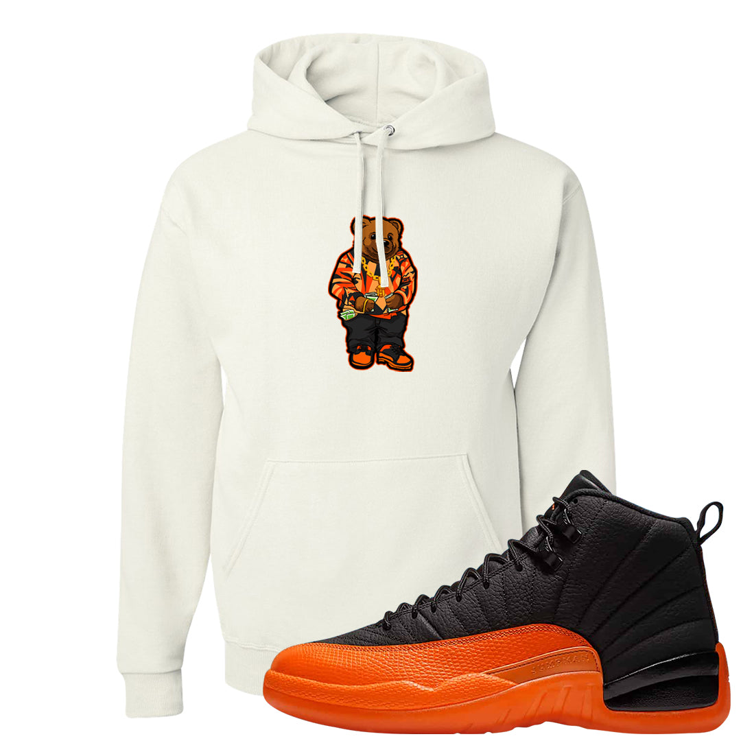 Brilliant Orange 12s Hoodie | Sweater Bear, White
