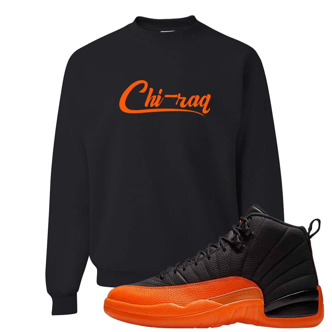 Brilliant Orange 12s Crewneck Sweatshirt | Chiraq, Black