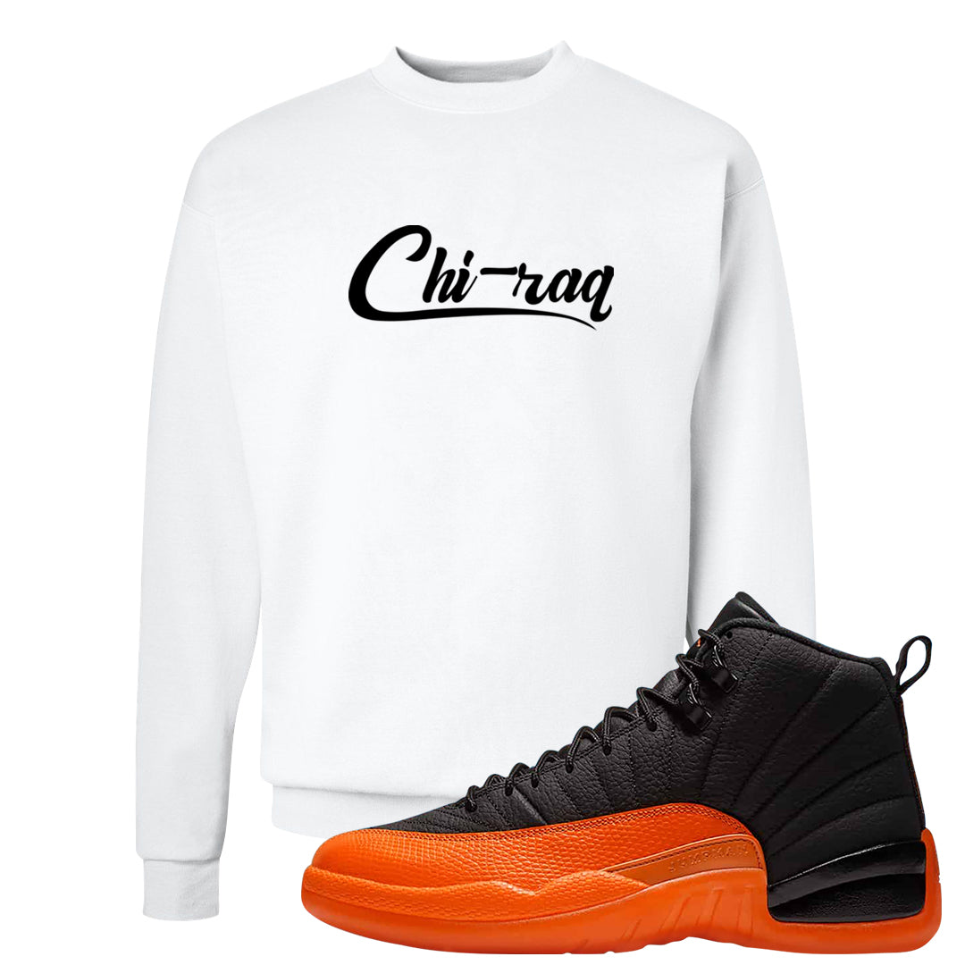 Brilliant Orange 12s Crewneck Sweatshirt | Chiraq, White