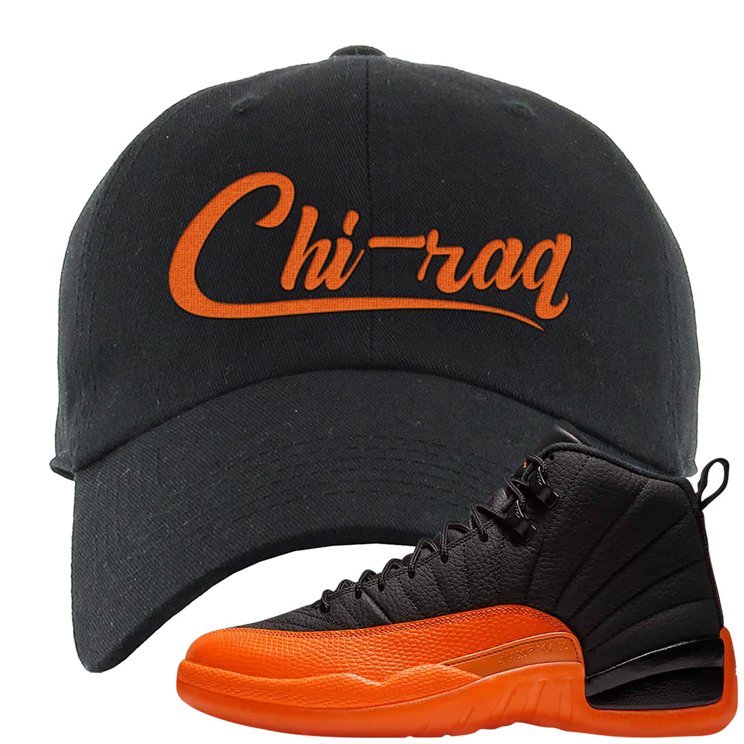 Brilliant Orange 12s Dad Hat | Chiraq, Black