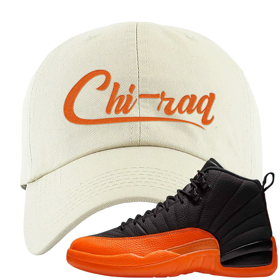 Brilliant Orange 12s Dad Hat | Chiraq, White