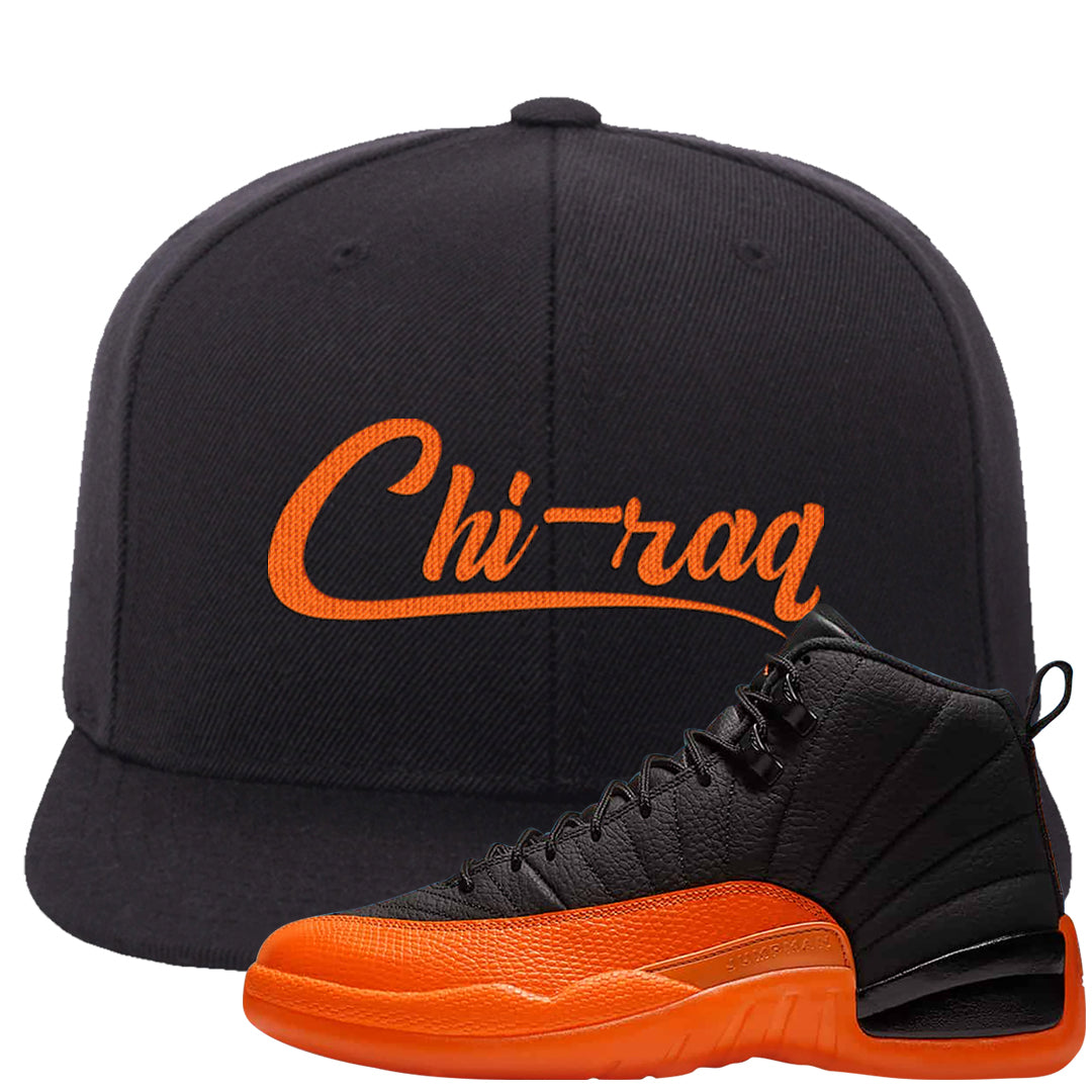 Brilliant Orange 12s Snapback Hat | Chiraq, Black