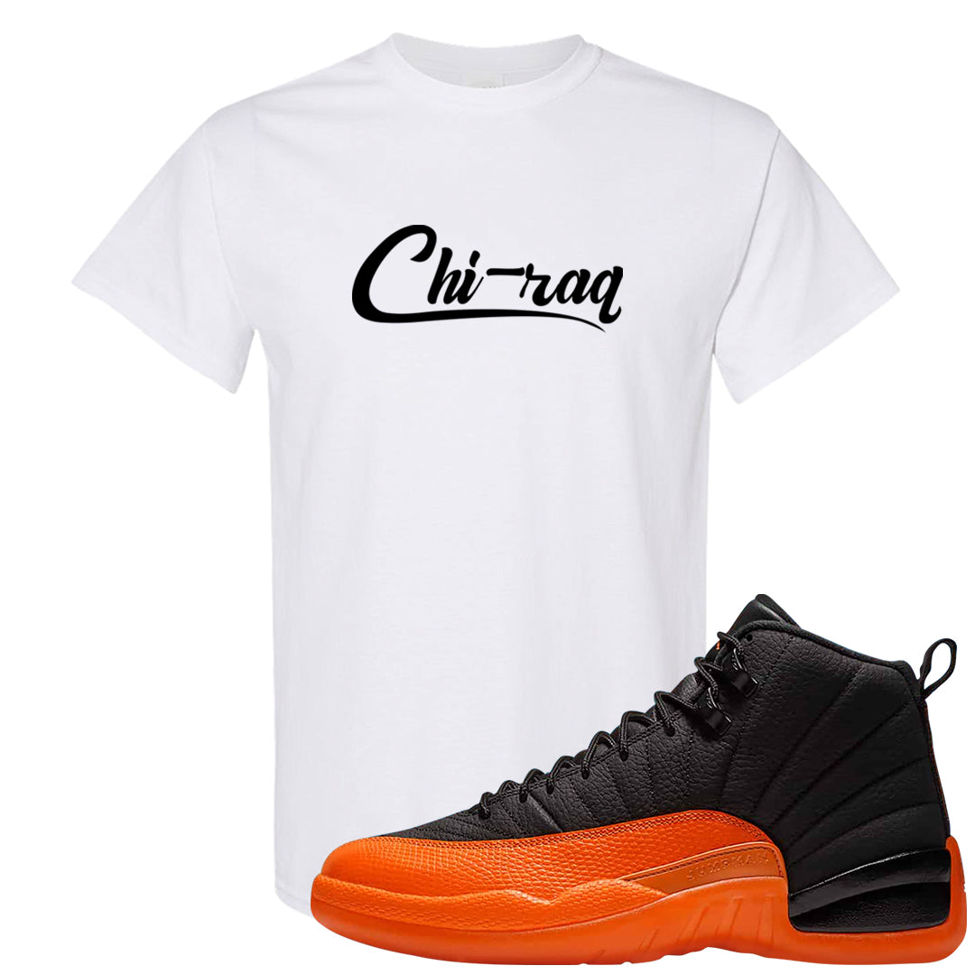 Brilliant Orange 12s T Shirt | Chiraq, White