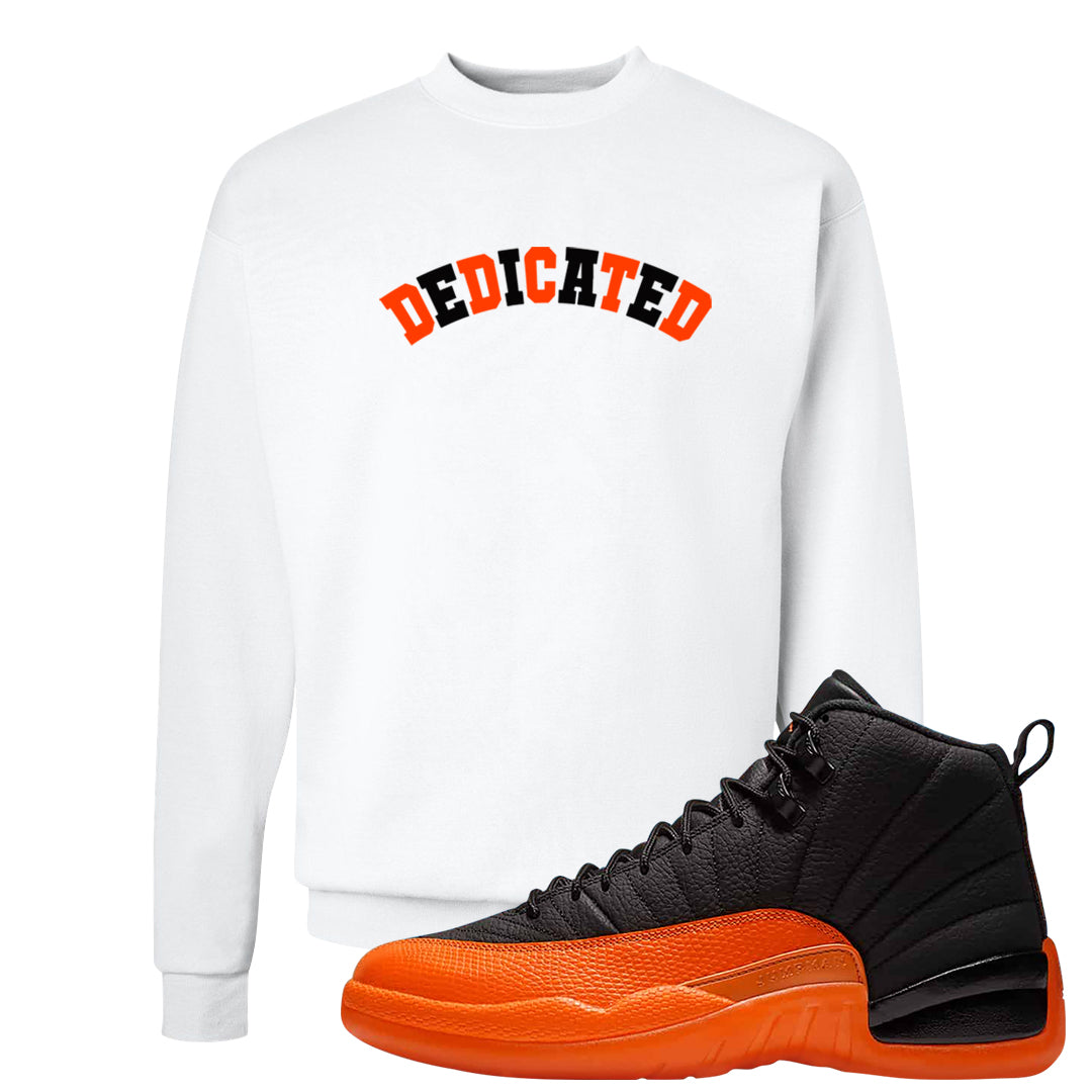 Brilliant Orange 12s Crewneck Sweatshirt | Dedicated, White