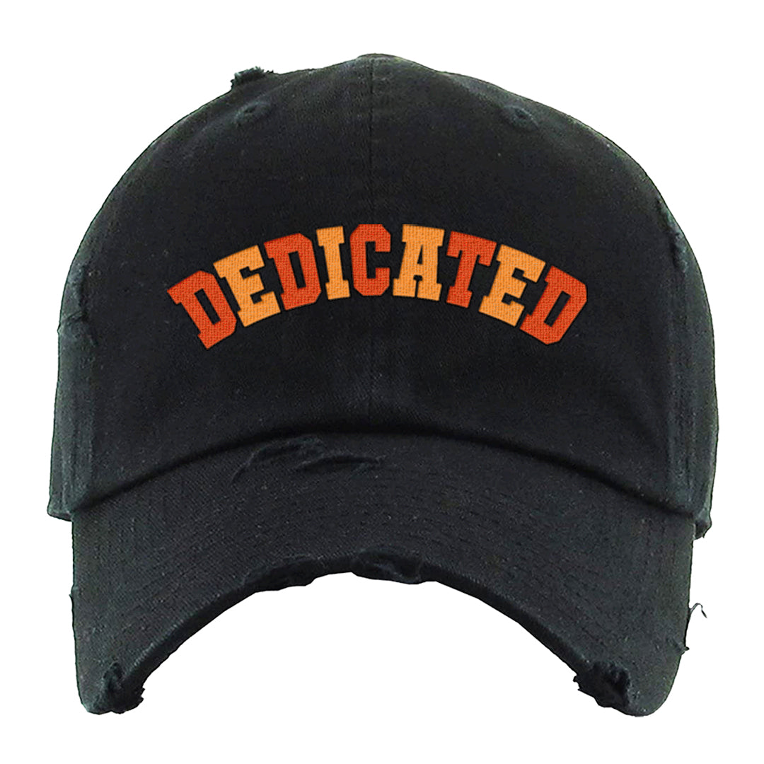 Brilliant Orange 12s Distressed Dad Hat | Dedicated, Black