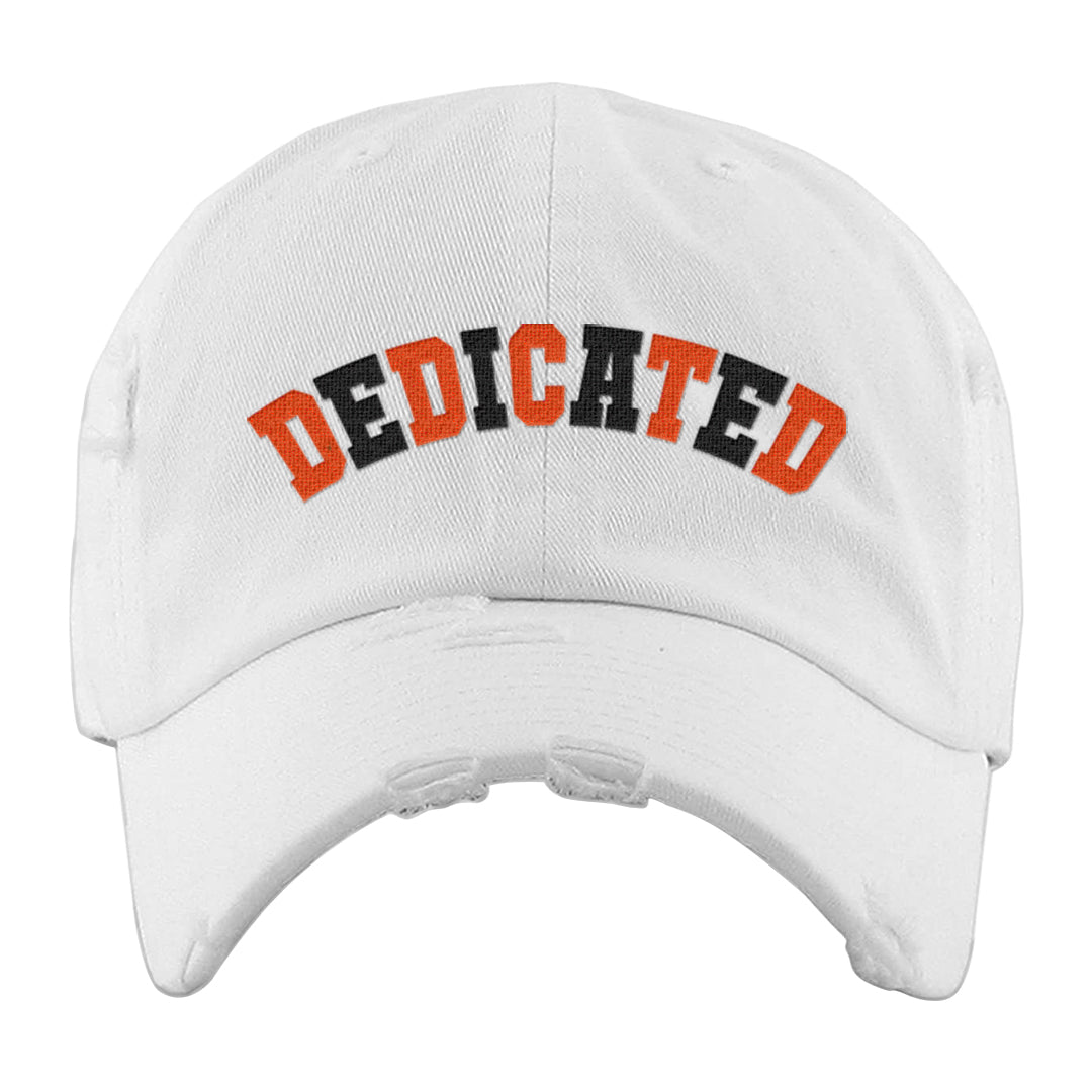 Brilliant Orange 12s Distressed Dad Hat | Dedicated, White