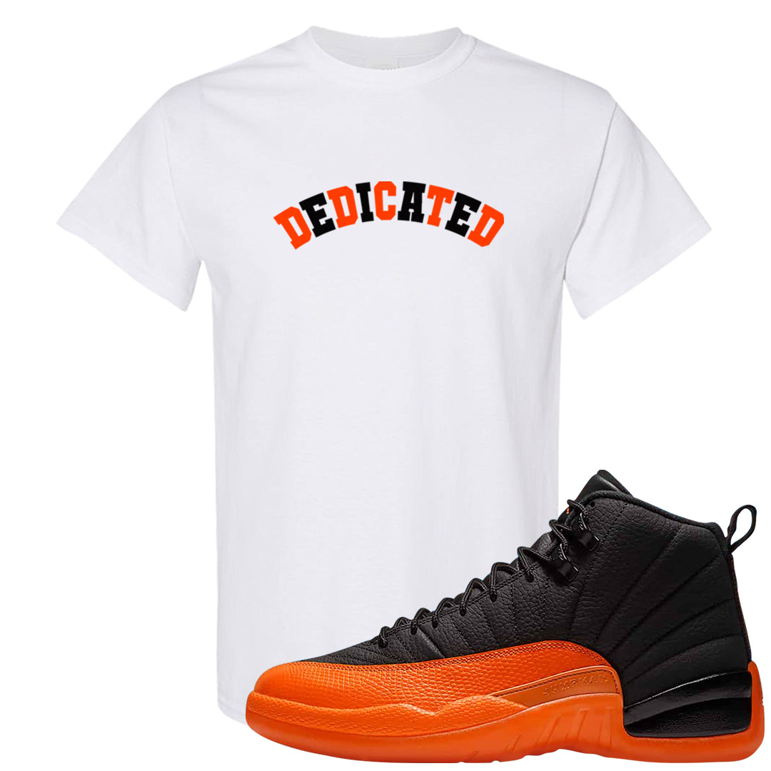 Brilliant Orange 12s T Shirt | Dedicated, White