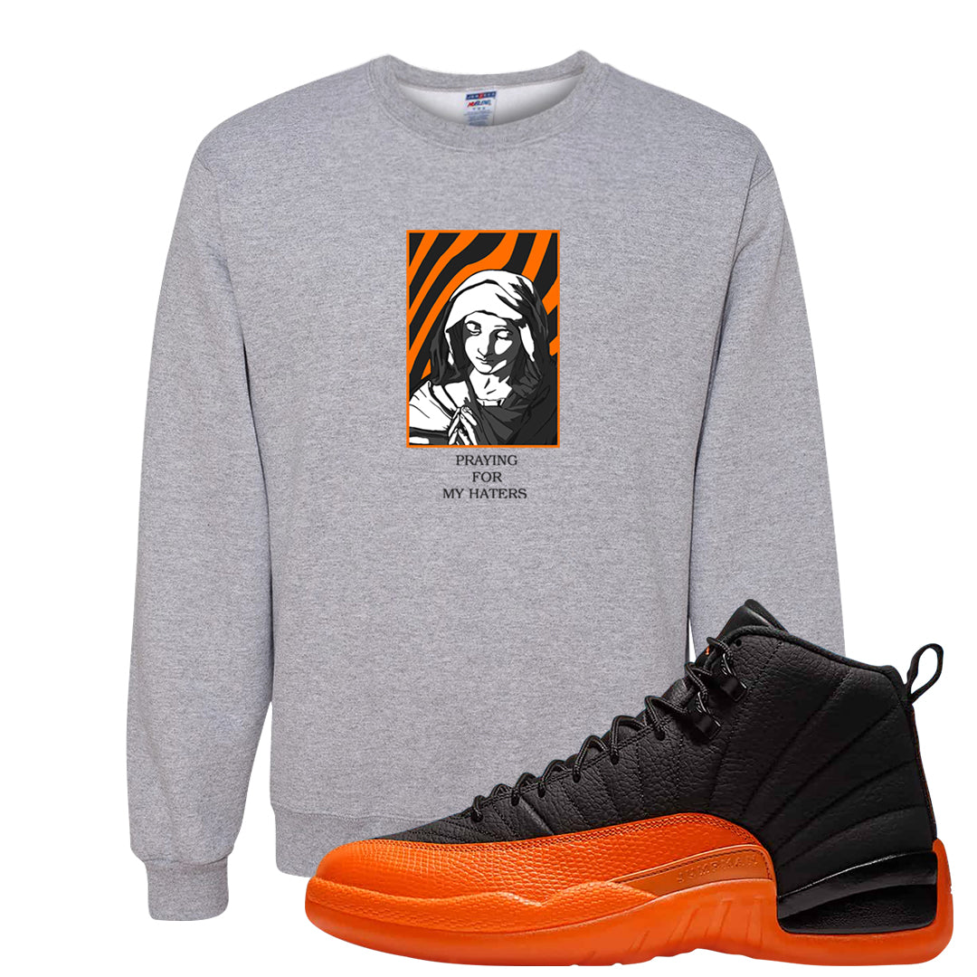 Brilliant Orange 12s Crewneck Sweatshirt | God Told Me, Ash