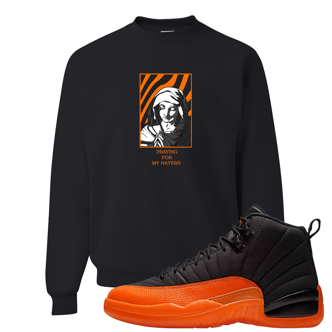 Brilliant Orange 12s Crewneck Sweatshirt | God Told Me, Black