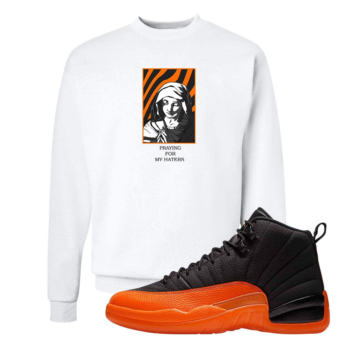 Brilliant Orange 12s Crewneck Sweatshirt | God Told Me, White