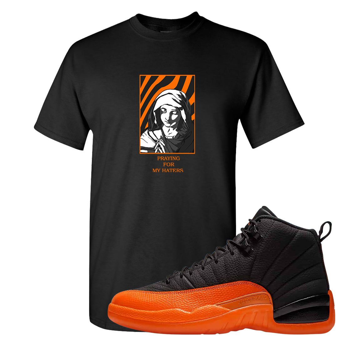 Brilliant Orange 12s T Shirt | God Told Me, Black