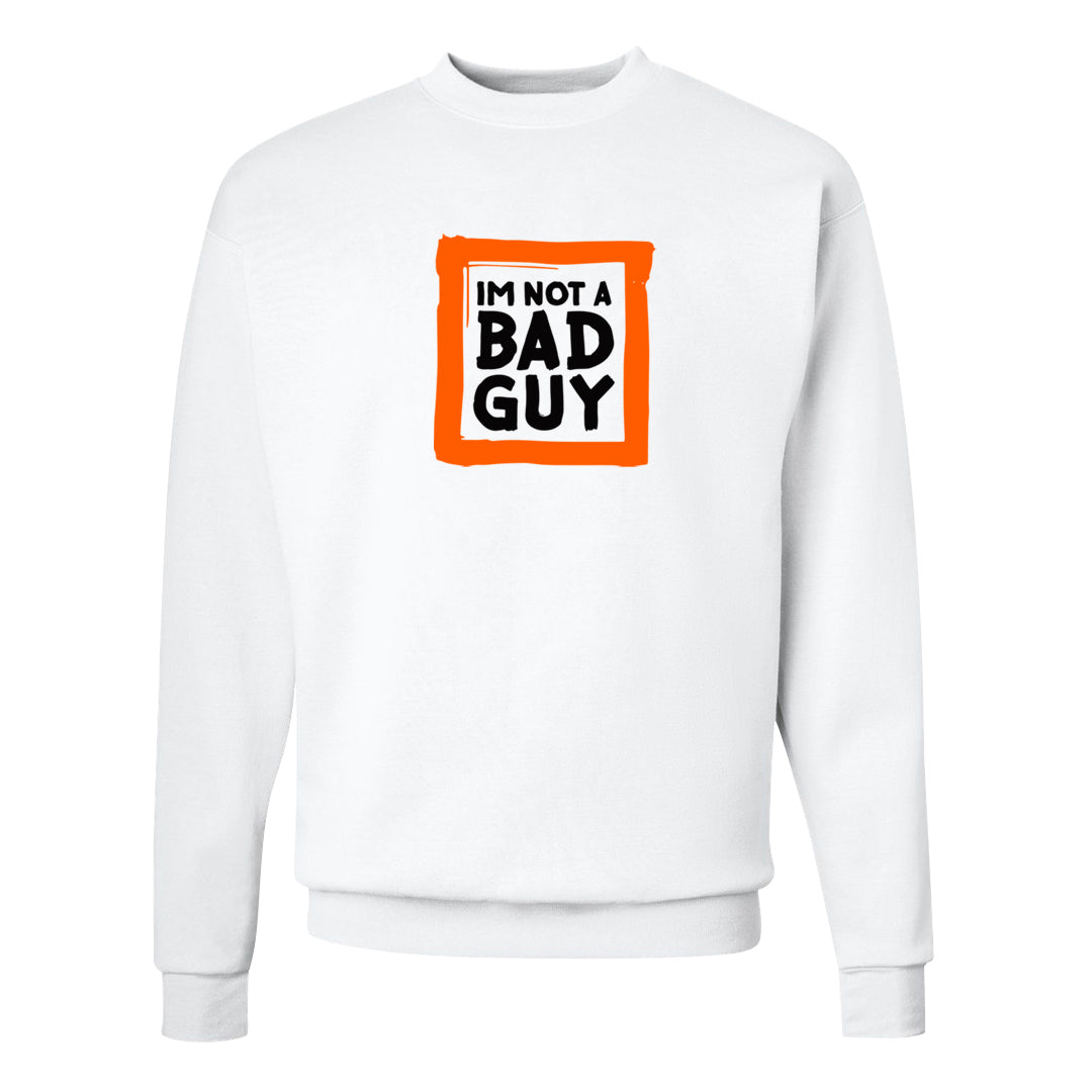 Brilliant Orange 12s Crewneck Sweatshirt | I'm Not A Bad Guy, White