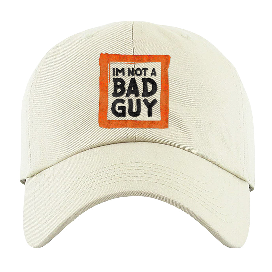 Brilliant Orange 12s Dad Hat | I'm Not A Bad Guy, White