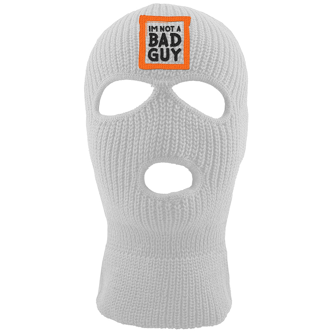 Brilliant Orange 12s Ski Mask | I'm Not A Bad Guy, White
