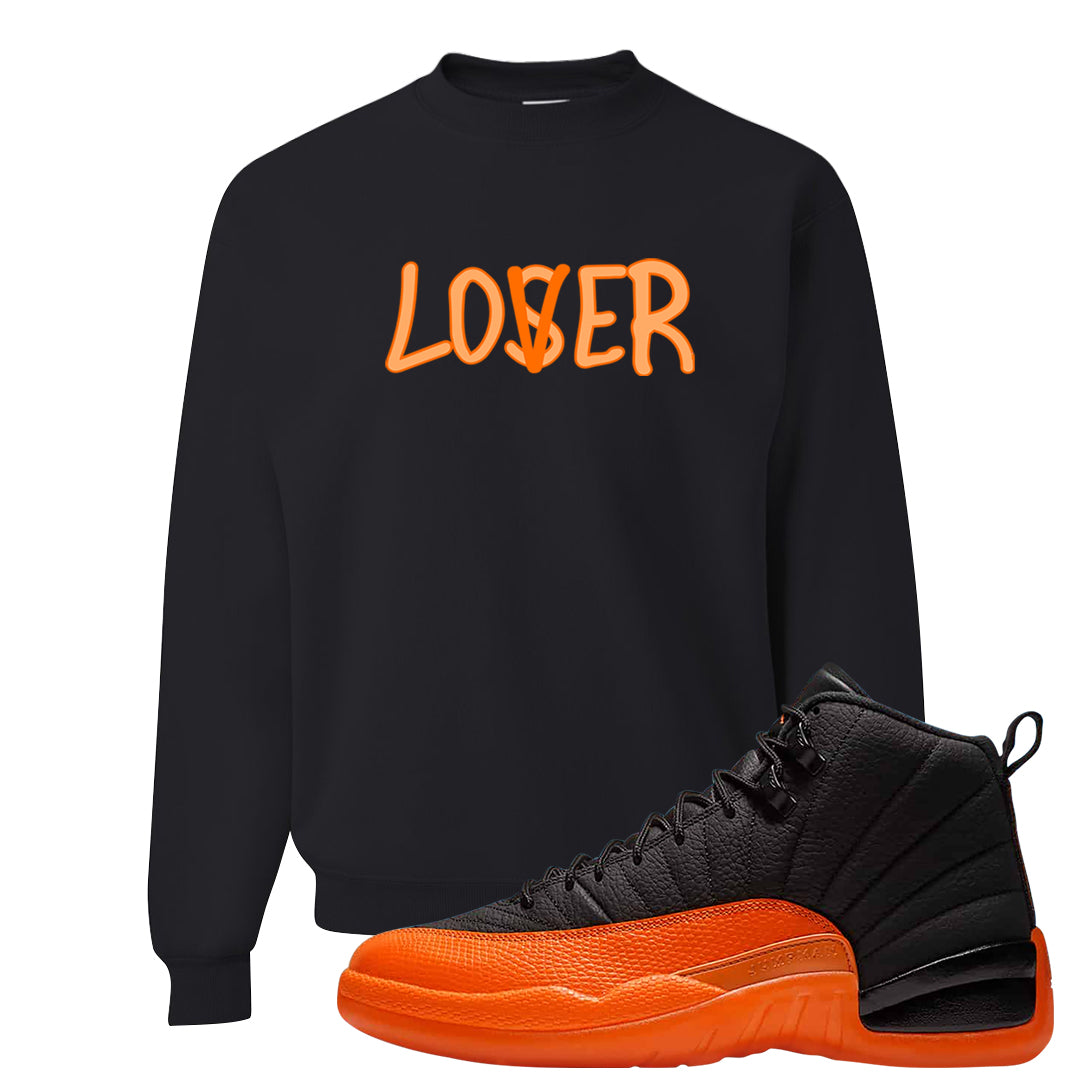 Brilliant Orange 12s Crewneck Sweatshirt | Lover, Black
