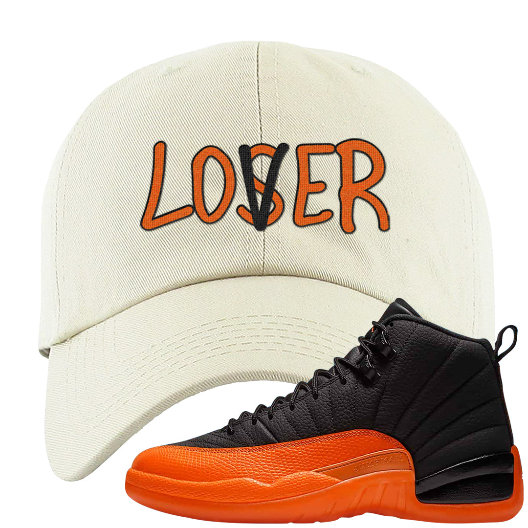 Brilliant Orange 12s Dad Hat | Lover, White