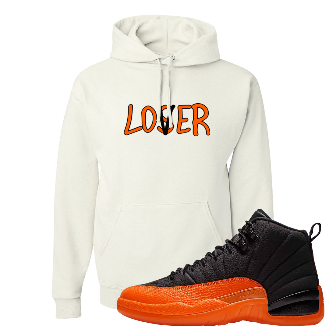 Brilliant Orange 12s Hoodie | Lover, White