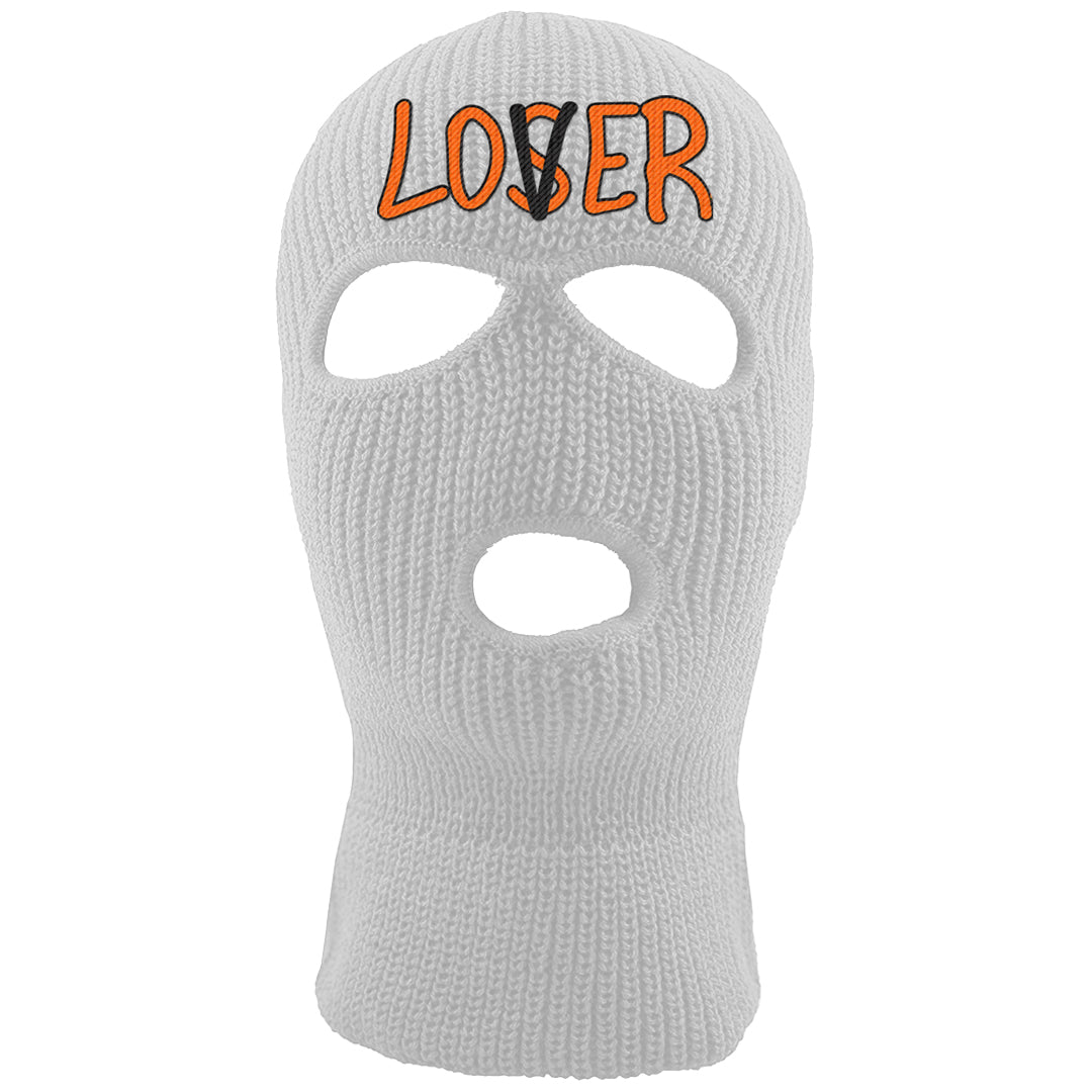 Brilliant Orange 12s Ski Mask | Lover, White