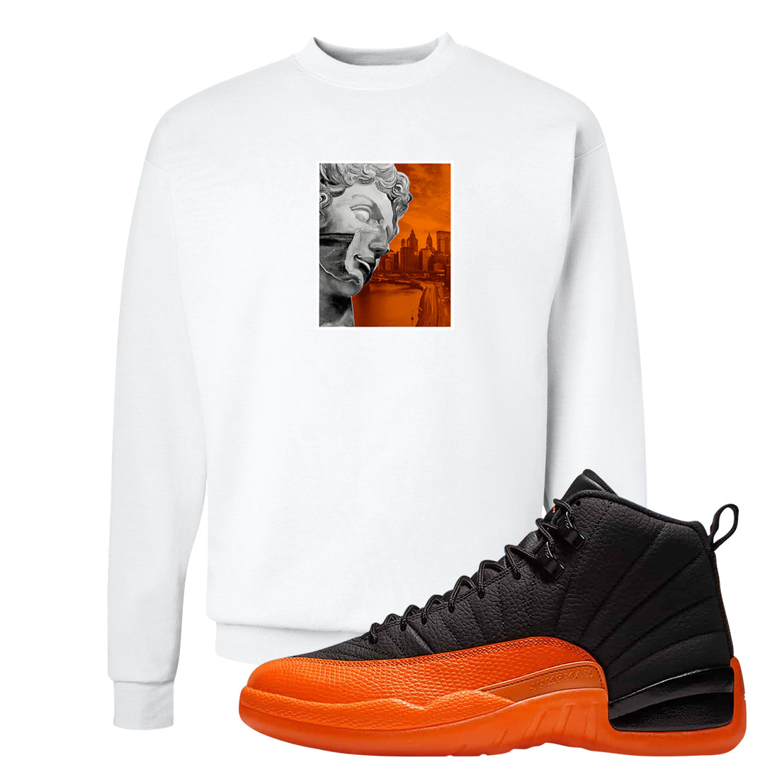 Brilliant Orange 12s Crewneck Sweatshirt | Miguel, White