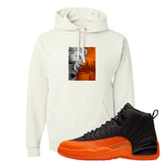 Brilliant Orange 12s Hoodie | Miguel, White