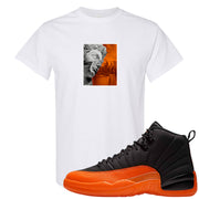 Brilliant Orange 12s T Shirt | Miguel, White