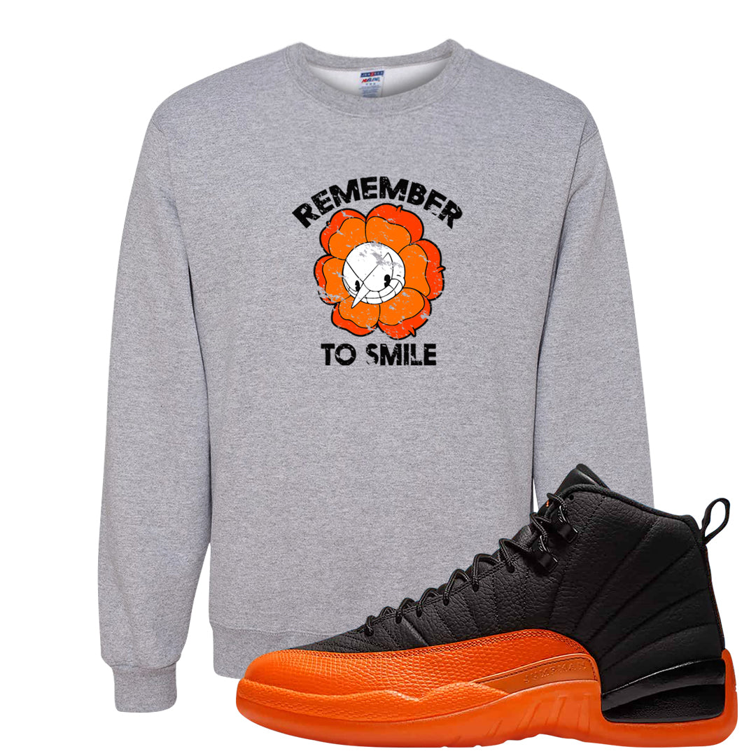 Brilliant Orange 12s Crewneck Sweatshirt | Remember To Smile, Ash