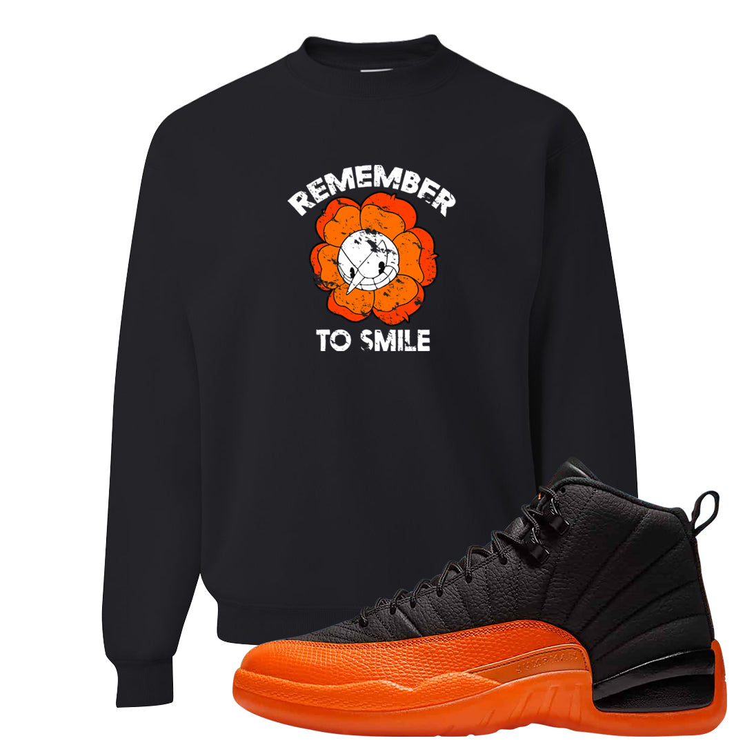 Brilliant Orange 12s Crewneck Sweatshirt | Remember To Smile, Black