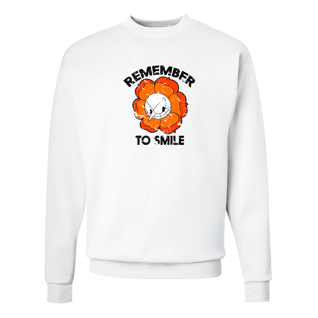Brilliant Orange 12s Crewneck Sweatshirt | Remember To Smile, White