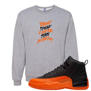 Brilliant Orange 12s Crewneck Sweatshirt | Vibes Speak Louder Than Words, Ash