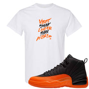 Brilliant Orange 12s T Shirt | Vibes Speak Louder Than Words, White