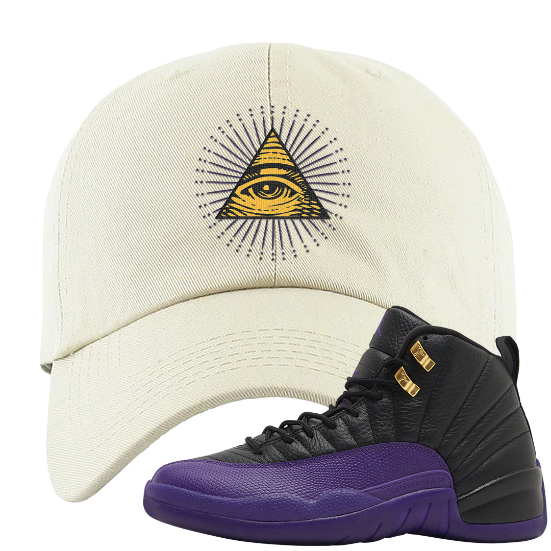 Field Purple 12s Dad Hat | All Seeing Eye, White