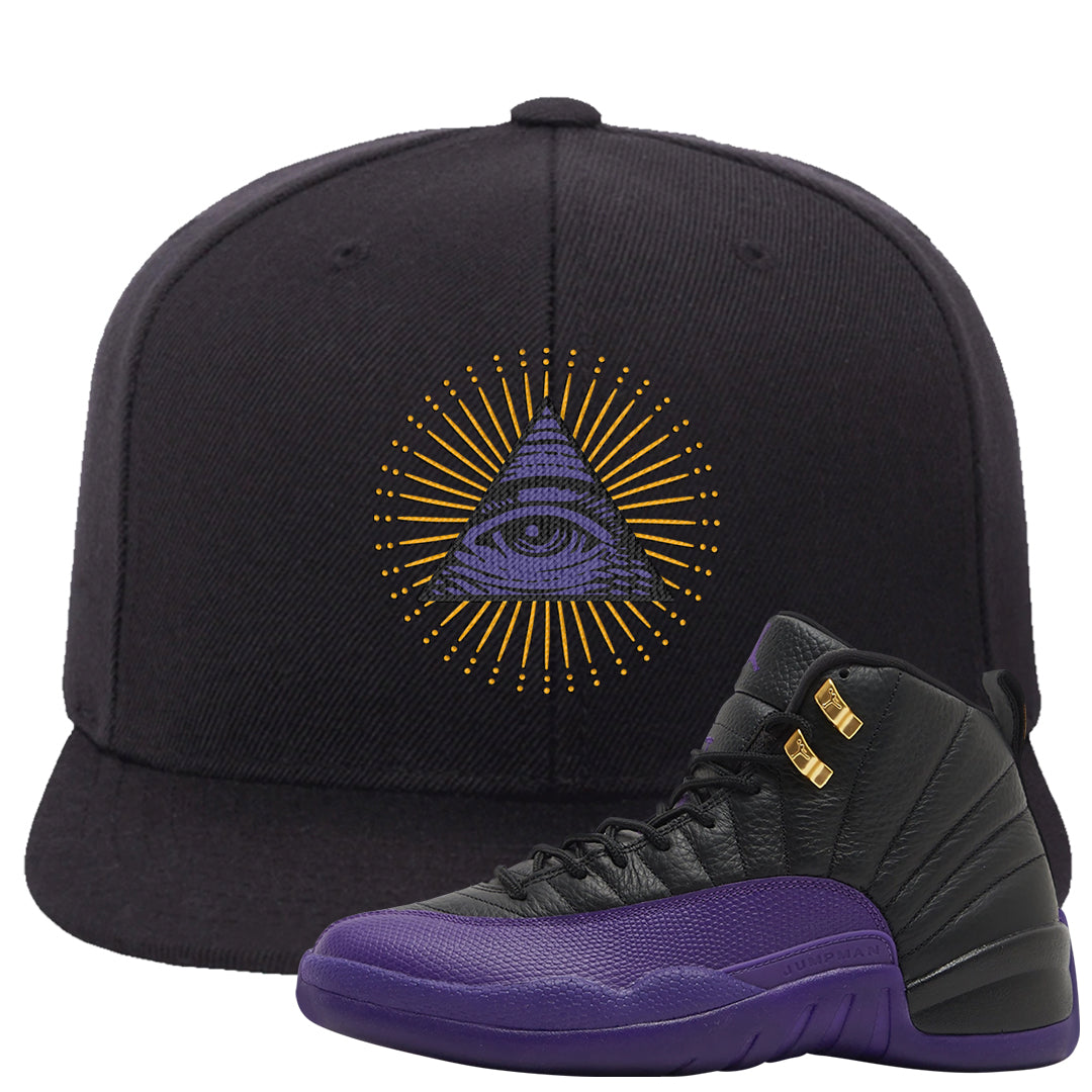 Field Purple 12s Snapback Hat | All Seeing Eye, Black