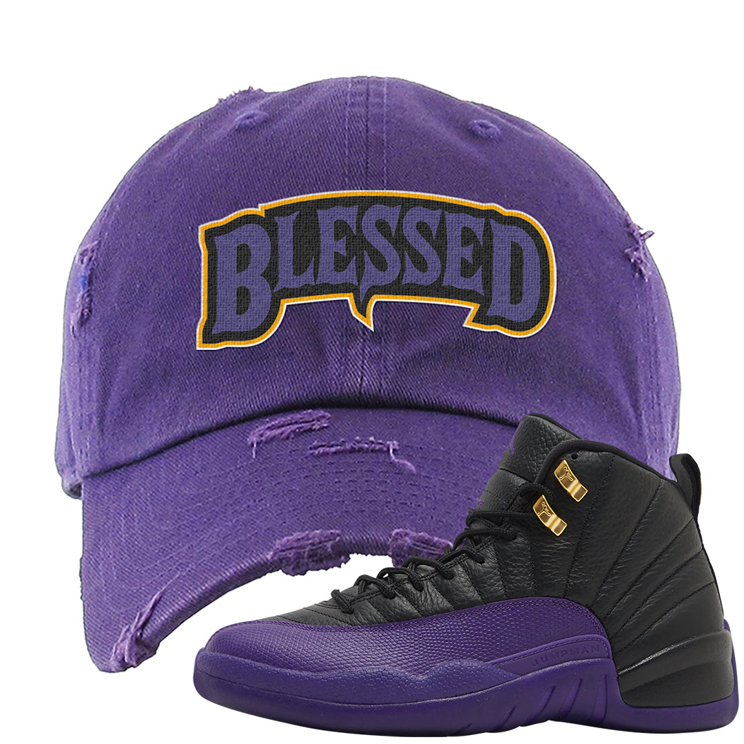 Field Purple 12s Distressed Dad Hat | Blessed Arch, Purple
